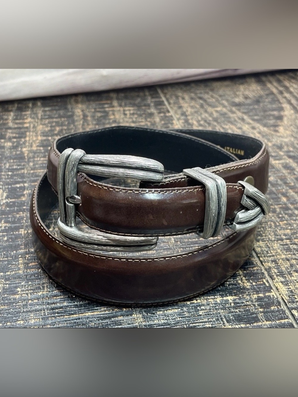 Vicenza Men's Brown Italian Calfskin Belt Size 30